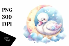Colorful Baby Swan Sleeping on the Moon Product Image 3