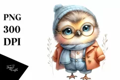 Cute Baby Bird with Clothes, Digital PNG Product Image 1