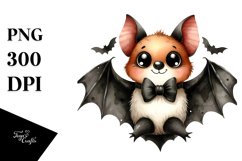 Funny Halloween Bat Watercolor Clipart Product Image 3