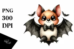 Funny Halloween Bat Watercolor Clipart Product Image 3