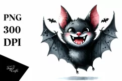 Funny Halloween Bat Watercolor Clipart Product Image 1