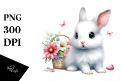 Digital Watercolor Baby Rabbit PNG Product Image 1