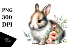 Digital Watercolor Baby Rabbit PNG Product Image 1