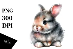 Digital Watercolor Baby Rabbit PNG Product Image 1