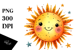 Simple Smiling Whimsical Sun PNG Product Image 1