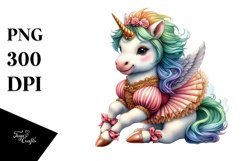 Colorful Watercolor Baby Unicorn Gavotte Dancer&#039;s Attire PNG Product Image 1