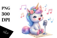 Cute Baby Unicorn Singing | Sublimation | Clipart Product Image 1
