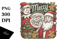 Retro Merry and Bright Chrismas Png Product Image 5