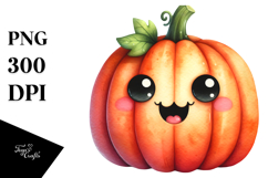 Funny Watercolor Pumpkin Halloween Clipart Product Image 1