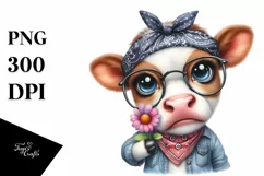 Expressive Cow in Watercolor | Sublimation | Clipart Product Image 1