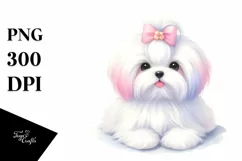 Watercolor Cute Maltese Pastel Sublimation Clipart Product Image 3