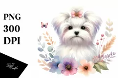 Watercolor Cute Maltese Pastel Sublimation Clipart Product Image 3