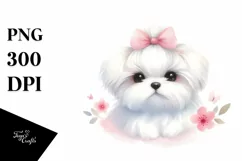 Watercolor Cute Maltese Pastel Sublimation Clipart Product Image 1