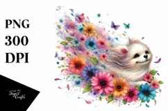 Watercolor Cute Dog Petals Wind Sublimation Clipart Product Image 3
