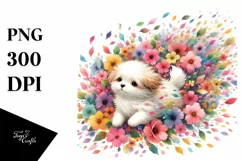 Watercolor Cute Dog Petals Wind Sublimation Clipart Product Image 1