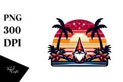 Retro Tropical Gnome Sunset PNG Product Image 1
