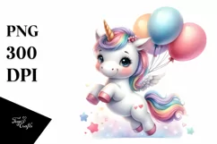 Cute Baby Unicorn Dancing with Balloons | Sublimation | Product Image 1