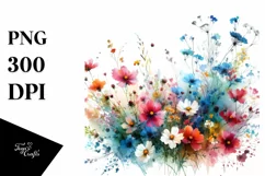Colorful Wild Flowers Abstract PNG Product Image 1