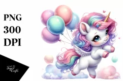 Cute Baby Unicorn Dancing with Balloons | Sublimation | Product Image 3