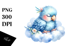Cute Baby Parrot Cloud PNG Product Image 1