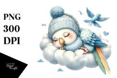 Cute Baby Parrot Cloud PNG Product Image 1
