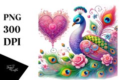 Adorned Peacock on Flower PNG Product Image 1