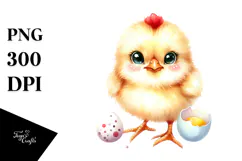 Cute Chicken with Big Eyes, PNG Illustration Product Image 1