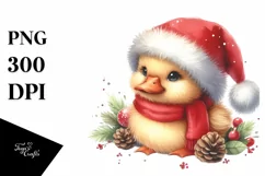 Cute Baby Duck Santa Hat PNG Product Image 1