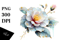Camellia with Golden Insertions PNG Product Image 1