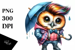 Happy Owl Model with Raincoat, Transparent PNG Product Image 1