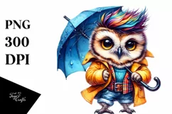 Happy Owl Model with Raincoat, Transparent PNG Product Image 3
