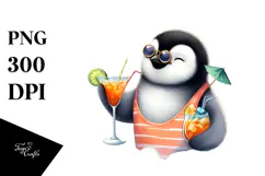 Happy Penguin in Beachwear PNG Product Image 1