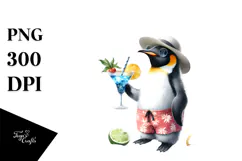 Happy Penguin in Beachwear PNG Product Image 1