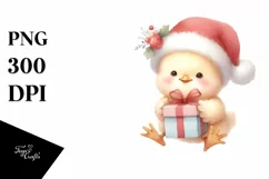 Baby Chicken with Santa Hat PNG Product Image 3