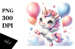 Cute Baby Unicorn Dancing Balloons Clipart Product Image 3