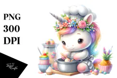 Cooking Baby Unicorn Clipart Product Image 1