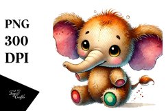 Smiling Baby Plush Elephant PNG Product Image 1
