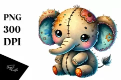 Watercolor Brownish Plush Elephant, Transparent PNG Product Image 1