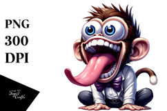 Goofy Cartoon Monkey with a Bow Tie, Transparent PNG Product Image 1