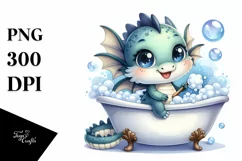 Smiling Baby Dragon in Watercolor | Sublimation | Clipart Product Image 1