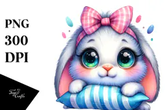 Goofy Baby Rabbit with Pillow PNG Product Image 1