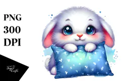 Goofy Baby Rabbit with Pillow PNG Product Image 1