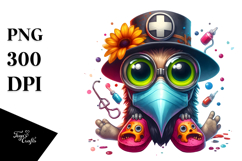 Funny Plague Doctor with Monster Slippers PNG Product Image 1