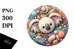 Colorful Pastel Koala 3D Round PNG Product Image 1