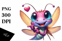 colorful Dragonfly Love Sign Portrait | Sublimation Clipart Product Image 1