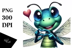 colorful Dragonfly Love Sign Portrait | Sublimation Clipart Product Image 1