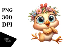 Whimsical Chicken with Wide Anime Eyes PNG Product Image 1