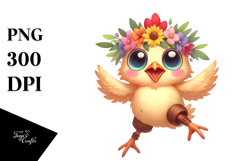 Whimsical Chicken with Wide Anime Eyes PNG Product Image 1