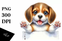 Cute Baby Beagle Smiling Over Invisible Paper | Sublimation Product Image 1