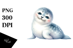 Cute Baby Seal Watercolor PNG Product Image 1